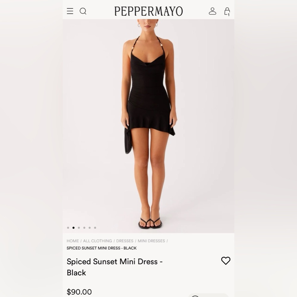 Peppermayo Black Backless Cowl Neck Halter Dress